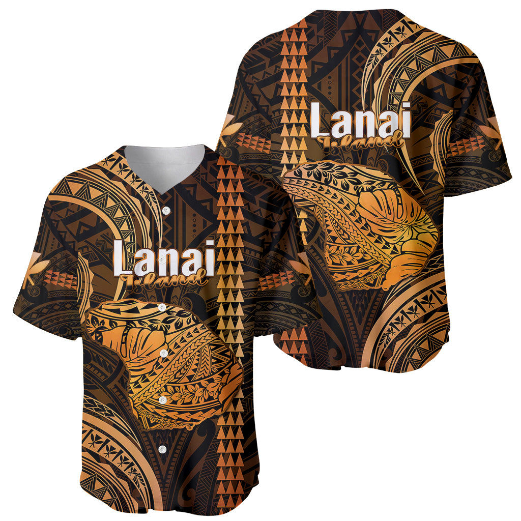 Polynesian Pride Hawaiian Islands Baseball Jersey Lani Map Gold Kanaka With Kakau - Wonder Print Shop