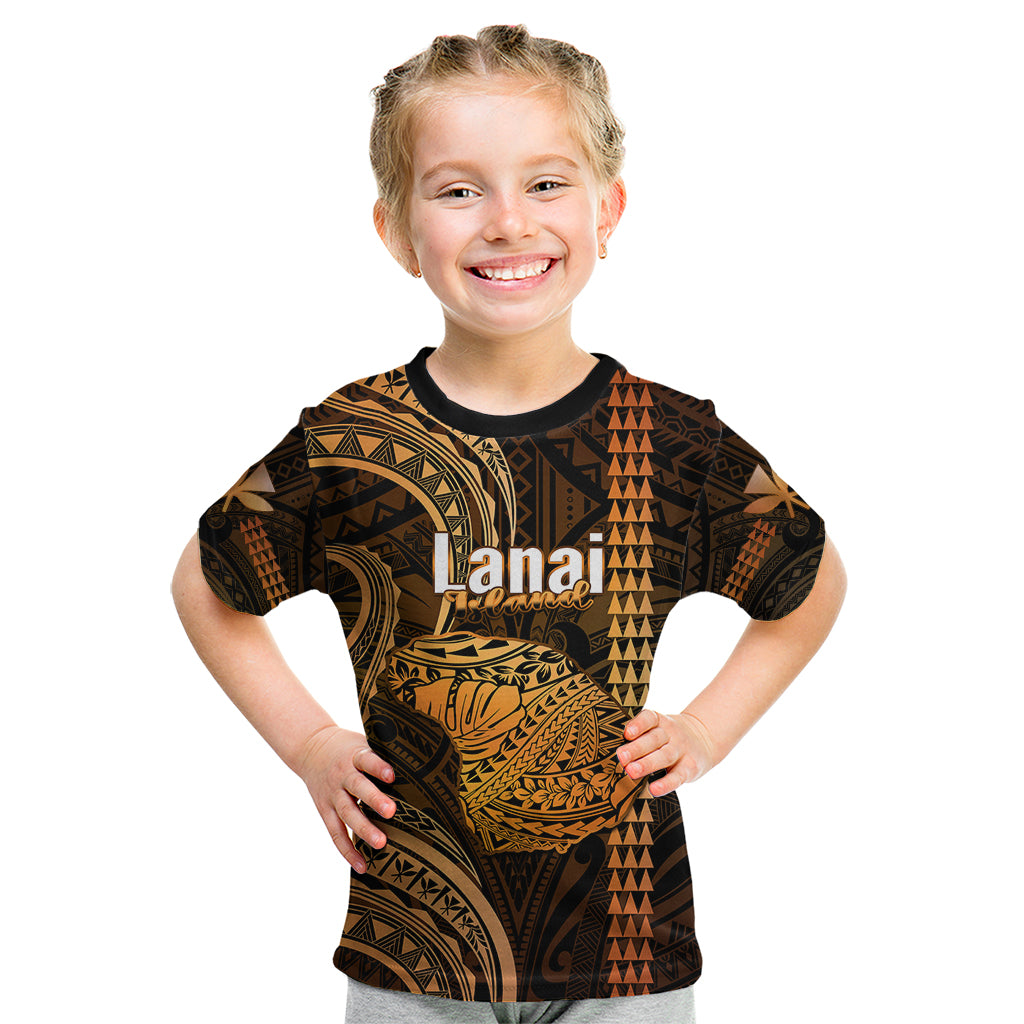 Polynesian Pride Hawaiian Islands Kid T Shirt Lani Map Gold Kanaka With Kakau - Wonder Print Shop