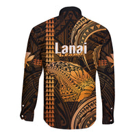 Polynesian Pride Hawaiian Islands Long Sleeve Button Shirt Lani Map Gold Kanaka With Kakau - Wonder Print Shop