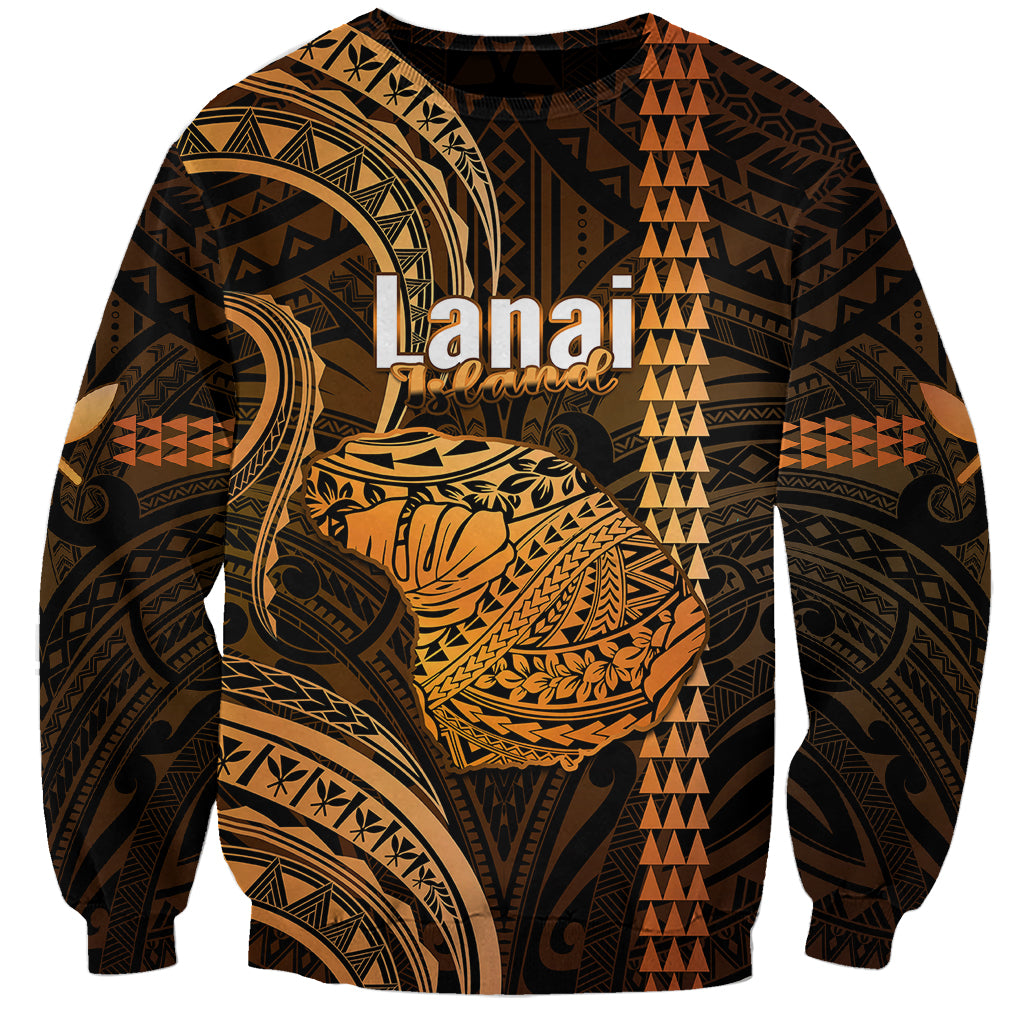 Polynesian Pride Hawaiian Islands Sweatshirt Lani Map Gold Kanaka With Kakau - Wonder Print Shop