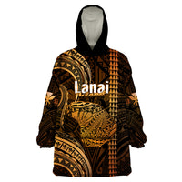 Polynesian Pride Hawaiian Islands Wearable Blanket Hoodie Lani Map Gold Kanaka With Kakau - Wonder Print Shop