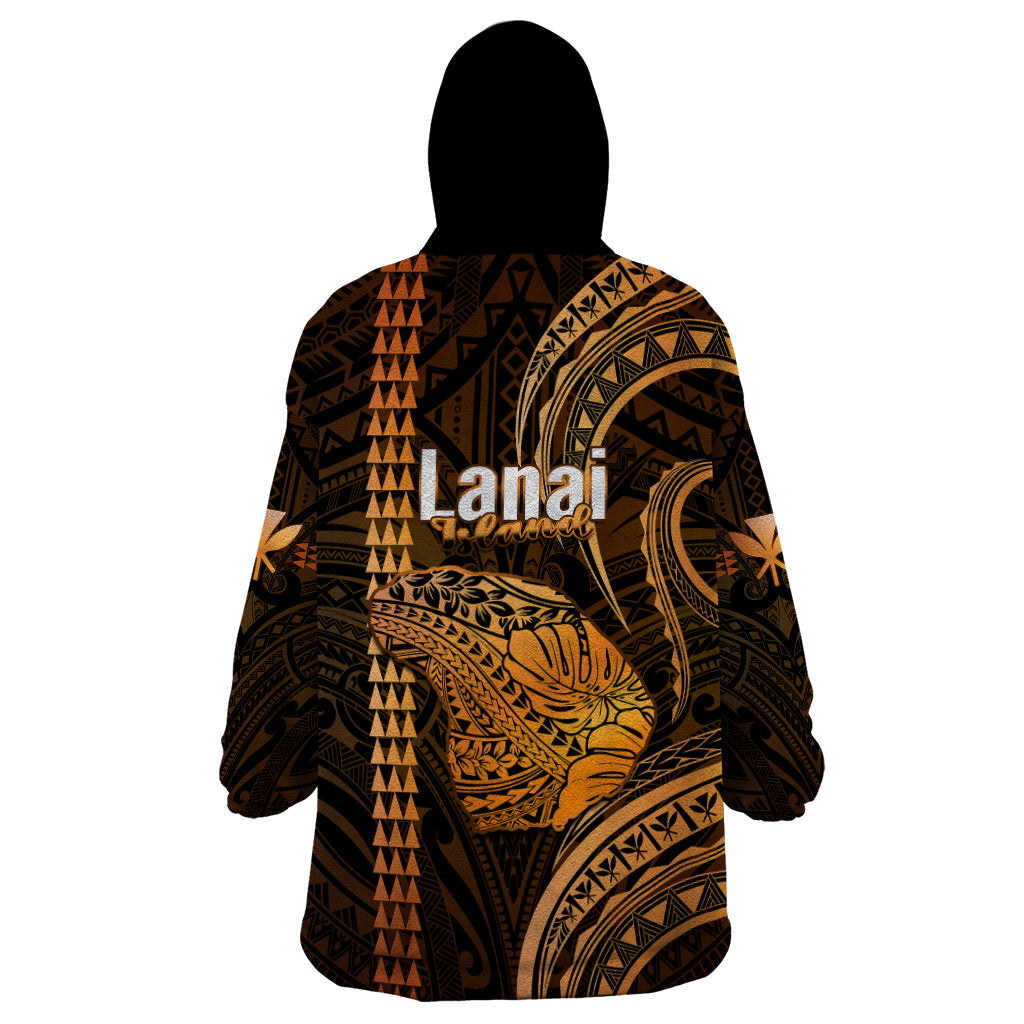 Polynesian Pride Hawaiian Islands Wearable Blanket Hoodie Lani Map Gold Kanaka With Kakau - Wonder Print Shop