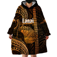 Polynesian Pride Hawaiian Islands Wearable Blanket Hoodie Lani Map Gold Kanaka With Kakau - Wonder Print Shop
