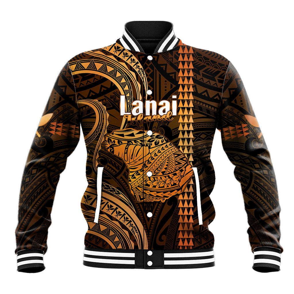 Personalised Hawaiian Islands Baseball Jacket Lani Map Gold Kanaka With Kakau - Wonder Print Shop