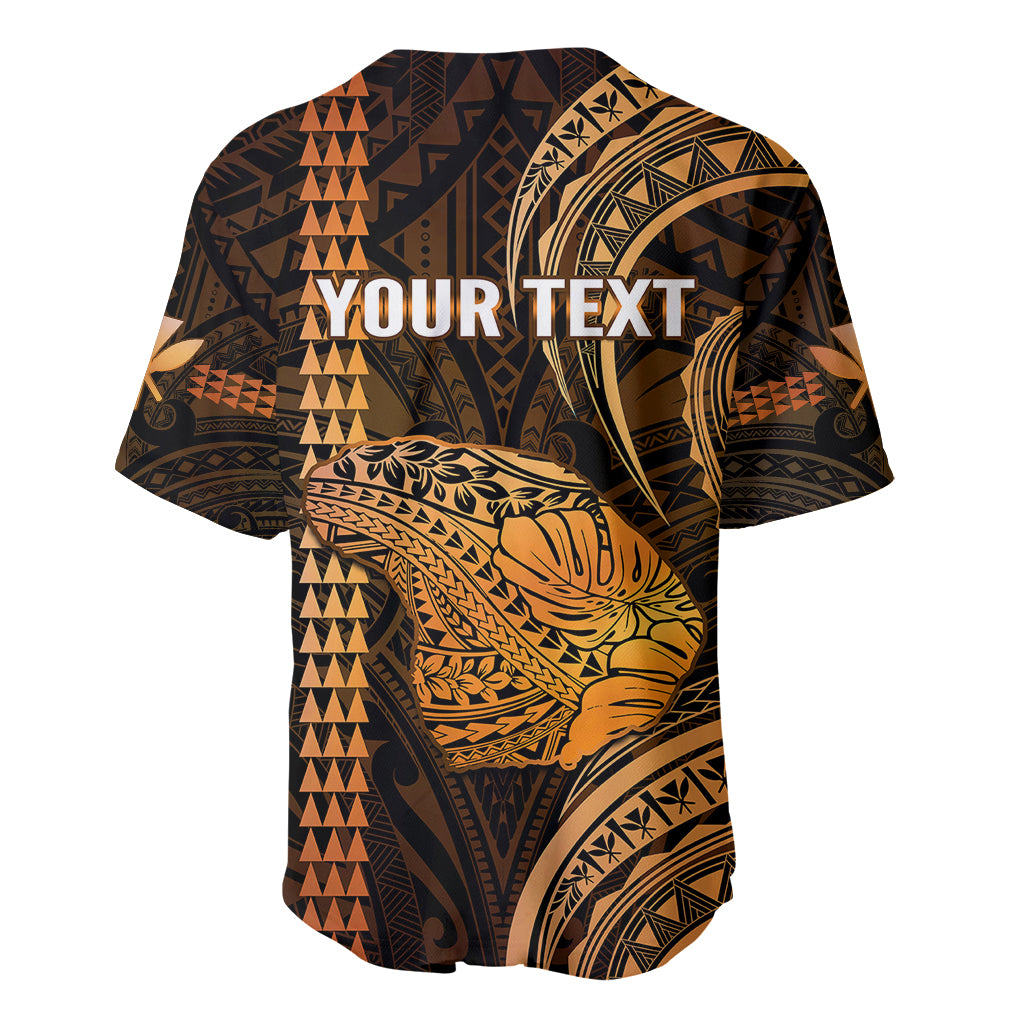 Personalised Hawaiian Islands Baseball Jersey Lani Map Gold Kanaka With Kakau - Wonder Print Shop