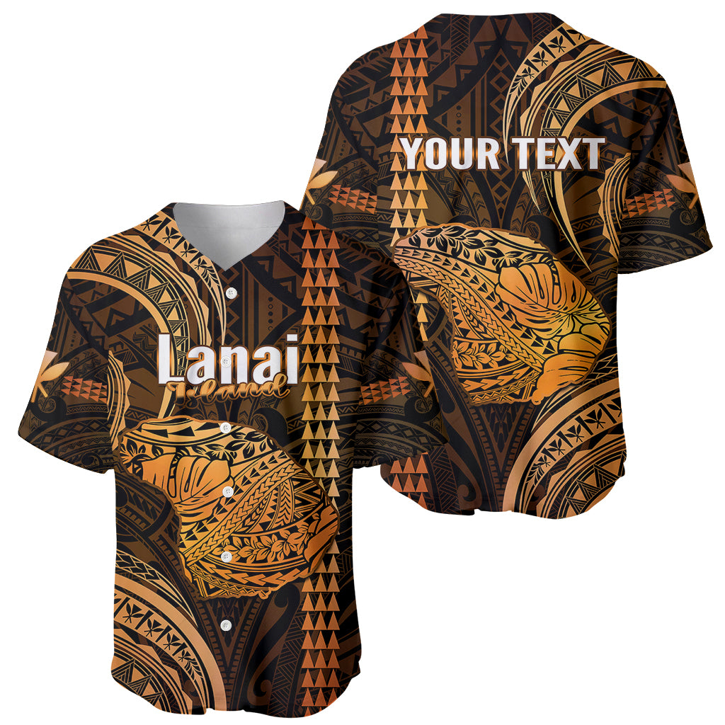 Personalised Hawaiian Islands Baseball Jersey Lani Map Gold Kanaka With Kakau - Wonder Print Shop