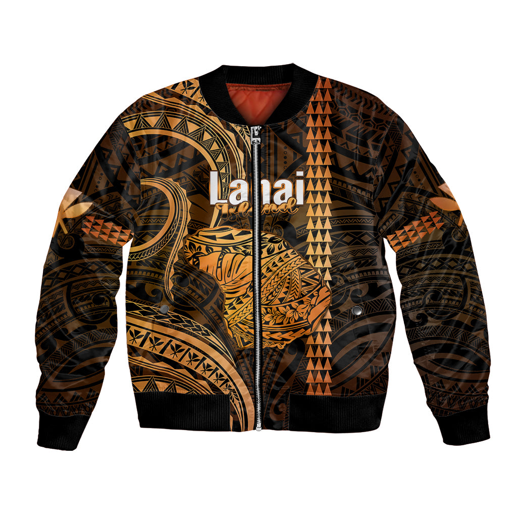 Personalised Hawaiian Islands Bomber Jacket Lani Map Gold Kanaka With Kakau - Wonder Print Shop