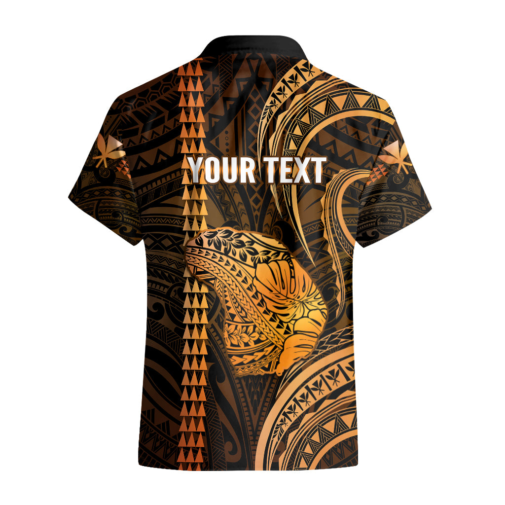 Personalised Hawaiian Islands Hawaiian Shirt Lani Map Gold Kanaka With Kakau - Wonder Print Shop
