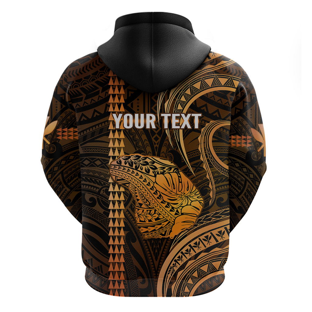 Custom Hawaiian Islands Hoodie Lani Map Gold Kanaka With Kakau - Wonder Print Shop