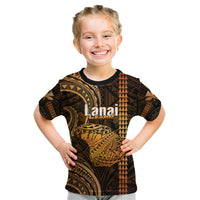 Personalised Hawaiian Islands Kid T Shirt Lani Map Gold Kanaka With Kakau - Wonder Print Shop