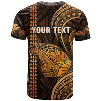 Personalised Hawaiian Islands T Shirt Lani Map Gold Kanaka With Kakau - Wonder Print Shop