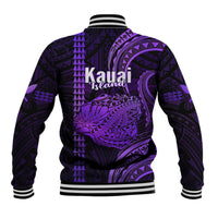 Polynesian Pride Hawaiian Islands Baseball Jacket Kauai Map Purple Kanaka With Kakau - Wonder Print Shop