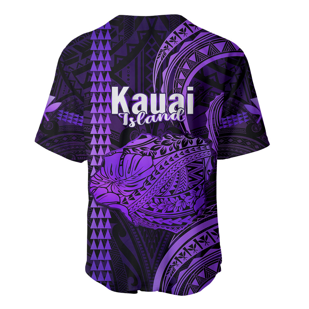 Polynesian Pride Hawaiian Islands Baseball Jersey Kauai Map Purple Kanaka With Kakau - Wonder Print Shop