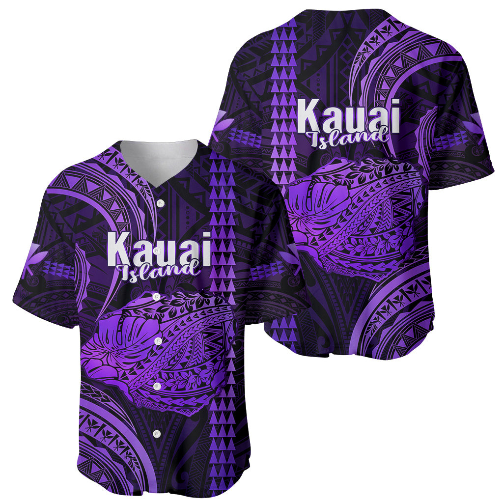 Polynesian Pride Hawaiian Islands Baseball Jersey Kauai Map Purple Kanaka With Kakau - Wonder Print Shop