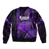 Polynesian Pride Hawaiian Islands Bomber Jacket Kauai Map Purple Kanaka With Kakau - Wonder Print Shop
