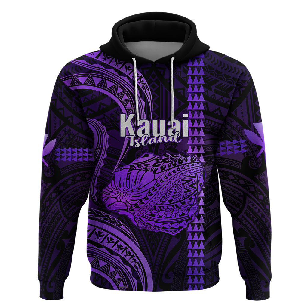 Polynesian Pride Hawaiian Islands Hoodie Kauai Map Purple Kanaka With Kakau - Wonder Print Shop