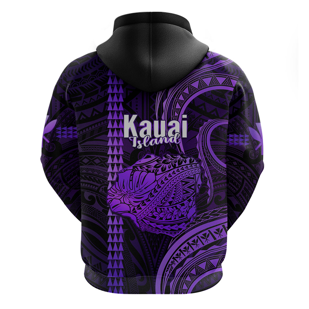 Polynesian Pride Hawaiian Islands Hoodie Kauai Map Purple Kanaka With Kakau - Wonder Print Shop