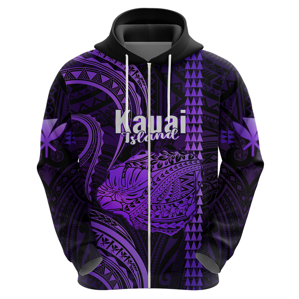 Polynesian Pride Hawaiian Islands Hoodie Kauai Map Purple Kanaka With Kakau - Wonder Print Shop
