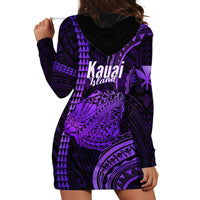 Polynesian Pride Hawaiian Islands Hoodie Dress Kauai Map Purple Kanaka With Kakau - Wonder Print Shop