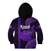 Polynesian Pride Hawaiian Islands Kid Hoodie Kauai Map Purple Kanaka With Kakau - Wonder Print Shop