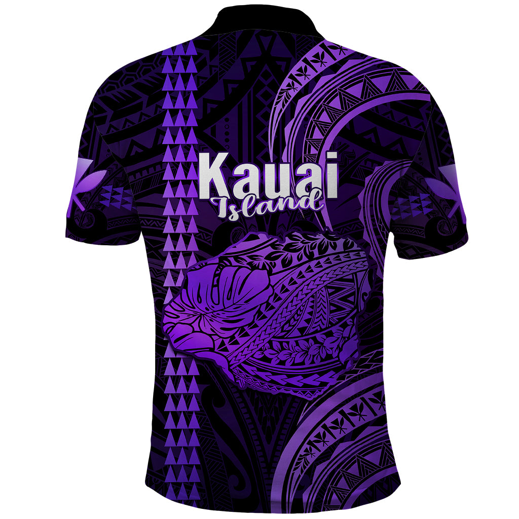 Polynesian Pride Hawaiian Islands Polo Shirt Kauai Map Purple Kanaka With Kakau - Wonder Print Shop