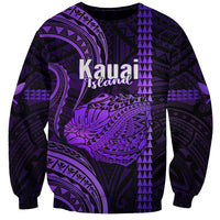 Polynesian Pride Hawaiian Islands Sweatshirt Kauai Map Purple Kanaka With Kakau - Wonder Print Shop