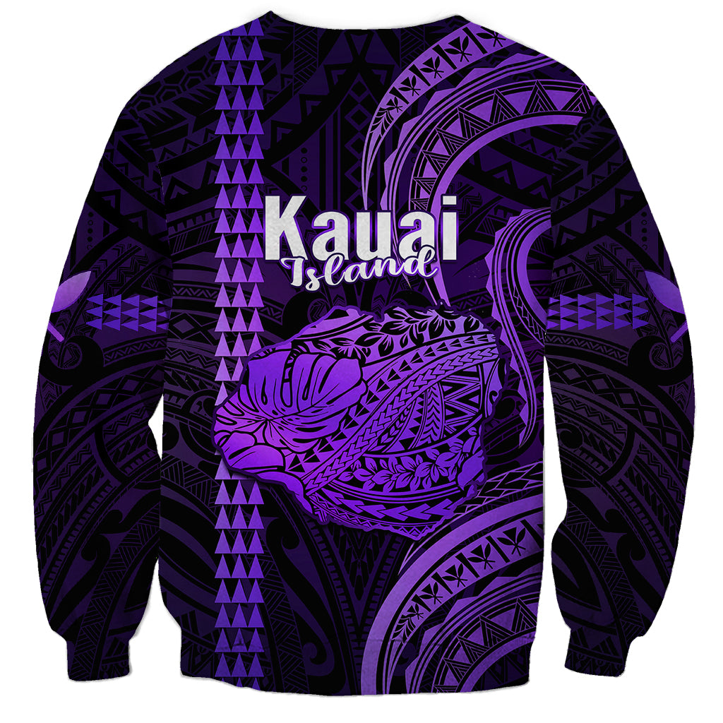 Polynesian Pride Hawaiian Islands Sweatshirt Kauai Map Purple Kanaka With Kakau - Wonder Print Shop