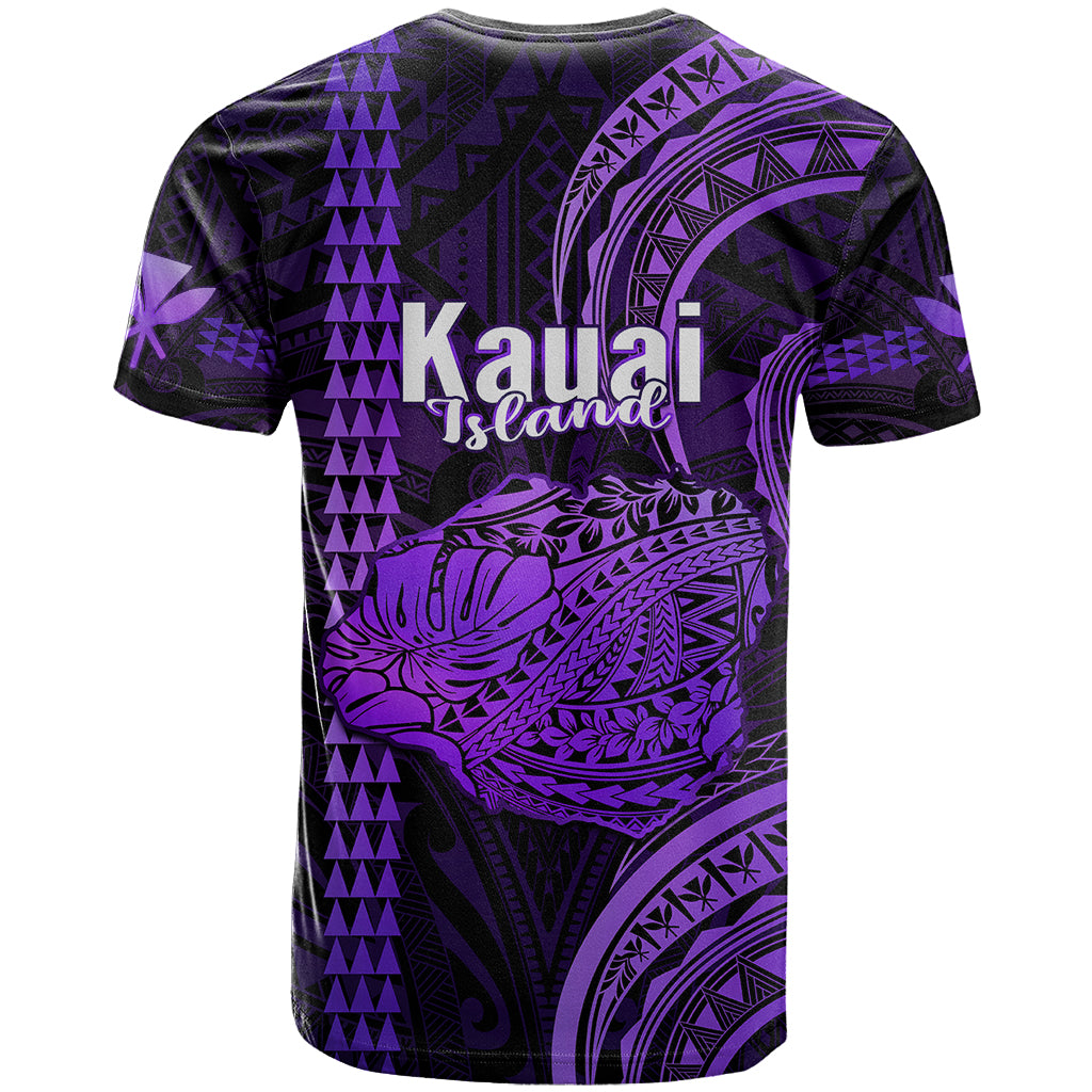 Polynesian Hawaiian Islands T Shirt Kauai Map Purple Kanaka With Kakau - Wonder Print Shop
