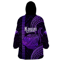 Polynesian Pride Hawaiian Islands Wearable Blanket Hoodie Kauai Map Purple Kanaka With Kakau - Wonder Print Shop