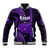 Personalised Hawaiian Islands Baseball Jacket Kauai Map Purple Kanaka With Kakau - Wonder Print Shop