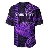 Personalised Hawaiian Islands Baseball Jersey Kauai Map Purple Kanaka With Kakau - Wonder Print Shop