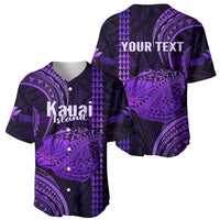 Personalised Hawaiian Islands Baseball Jersey Kauai Map Purple Kanaka With Kakau - Wonder Print Shop