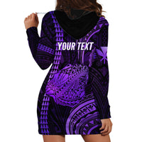 Personalised Hawaiian Islands Hoodie Dress Kauai Map Purple Kanaka With Kakau - Wonder Print Shop