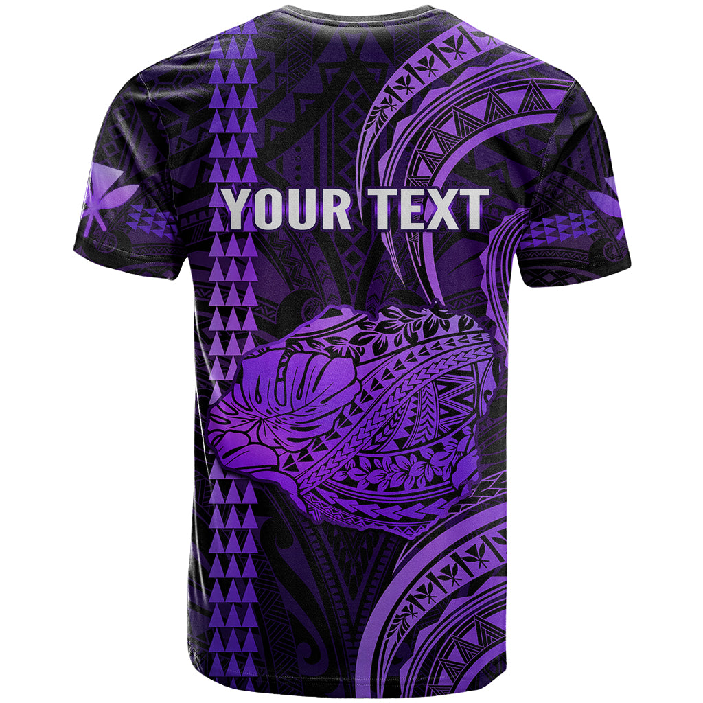 Personalised Hawaiian Islands T Shirt Kauai Map Purple Kanaka With Kakau - Wonder Print Shop