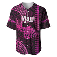 Polynesian Pride Hawaiian Islands Baseball Jersey Maui Map Pink Kanaka With Kakau - Wonder Print Shop