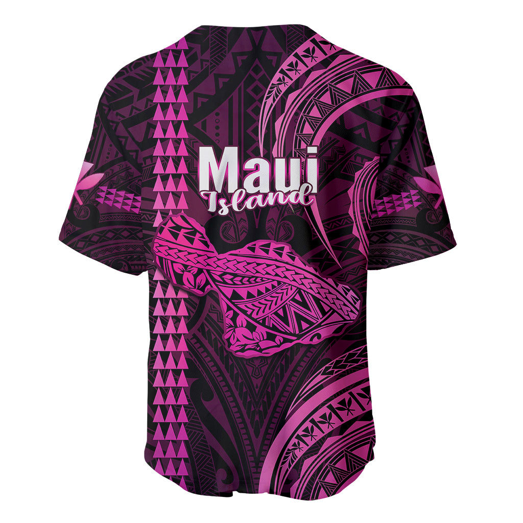 Polynesian Pride Hawaiian Islands Baseball Jersey Maui Map Pink Kanaka With Kakau - Wonder Print Shop
