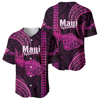 Polynesian Pride Hawaiian Islands Baseball Jersey Maui Map Pink Kanaka With Kakau - Wonder Print Shop