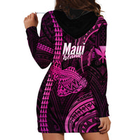 Polynesian Pride Hawaiian Islands Hoodie Dress Maui Map Pink Kanaka With Kakau - Wonder Print Shop
