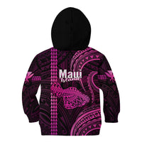 Polynesian Pride Hawaiian Islands Kid Hoodie Maui Map Pink Kanaka With Kakau - Wonder Print Shop