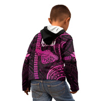 Polynesian Pride Hawaiian Islands Kid Hoodie Maui Map Pink Kanaka With Kakau - Wonder Print Shop