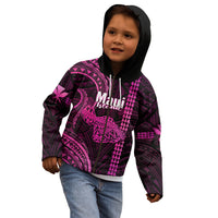 Polynesian Pride Hawaiian Islands Kid Hoodie Maui Map Pink Kanaka With Kakau - Wonder Print Shop