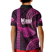 Polynesian Pride Hawaiian Islands Polo Shirt for Kid Maui Map Pink Kanaka With Kakau - Wonder Print Shop