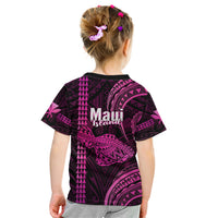 Polynesian Pride Hawaiian Islands Kid T Shirt Maui Map Pink Kanaka With Kakau - Wonder Print Shop