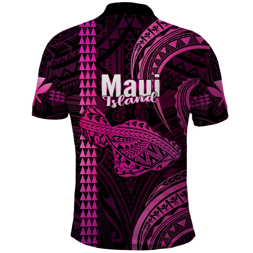 Polynesian Pride Hawaiian Islands Polo Shirt Maui Map Pink Kanaka With Kakau - Wonder Print Shop