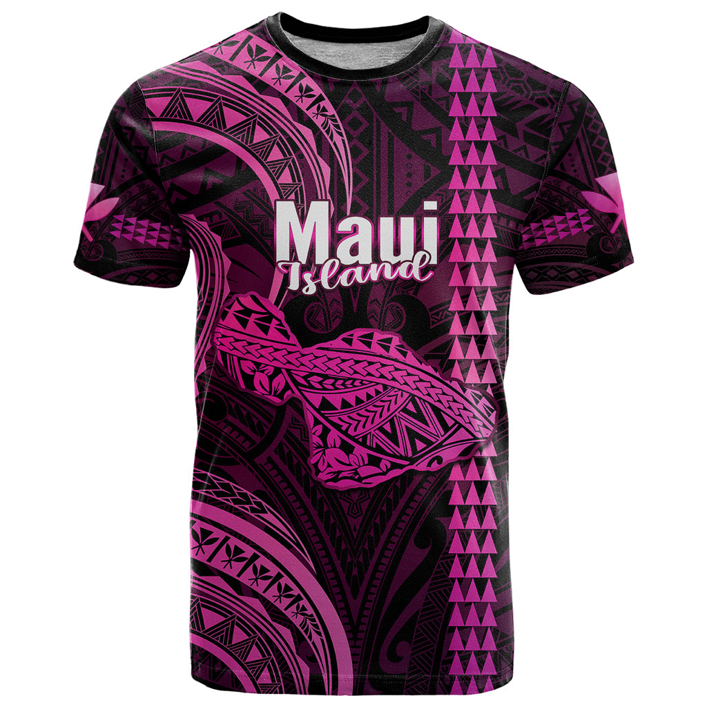 Polynesian Hawaiian Islands T Shirt Maui Map Pink Kanaka With Kakau - Wonder Print Shop