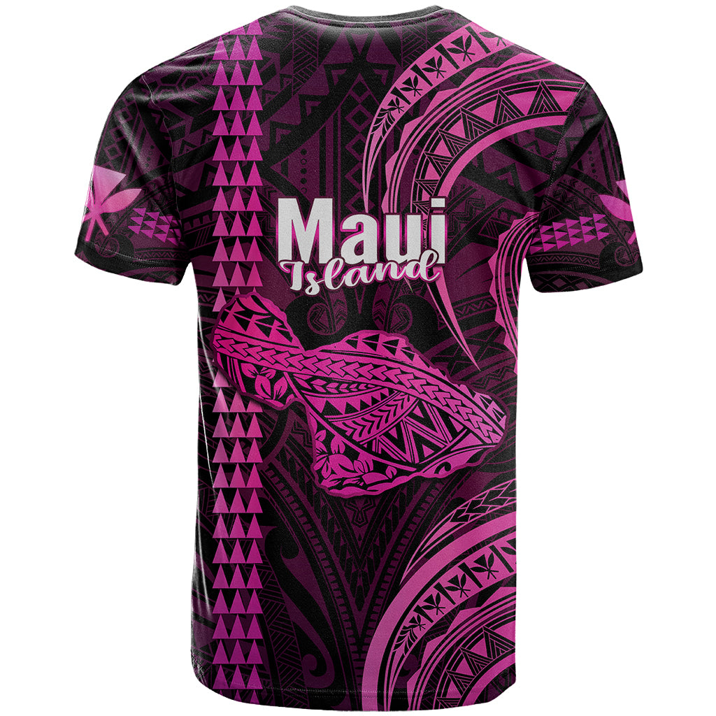 Polynesian Hawaiian Islands T Shirt Maui Map Pink Kanaka With Kakau - Wonder Print Shop