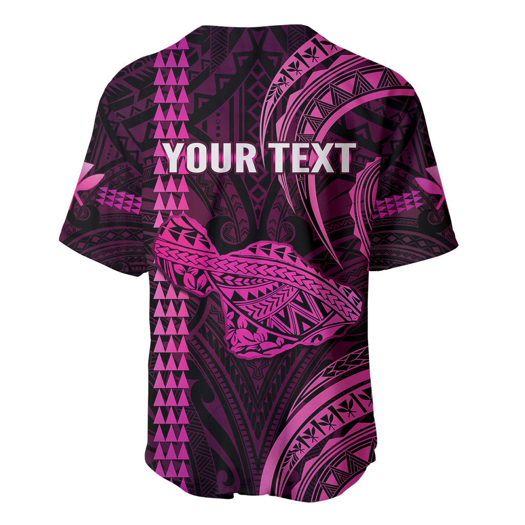 Personalised Hawaiian Islands Baseball Jersey Maui Map Pink Kanaka With Kakau - Wonder Print Shop