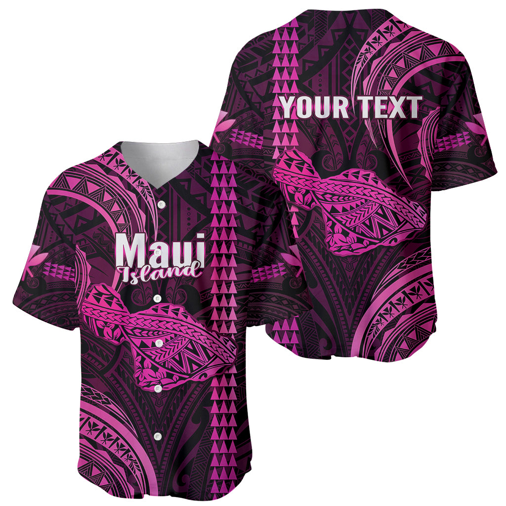 Personalised Hawaiian Islands Baseball Jersey Maui Map Pink Kanaka With Kakau - Wonder Print Shop