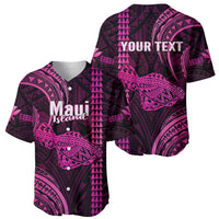Personalised Hawaiian Islands Baseball Jersey Maui Map Pink Kanaka With Kakau - Wonder Print Shop