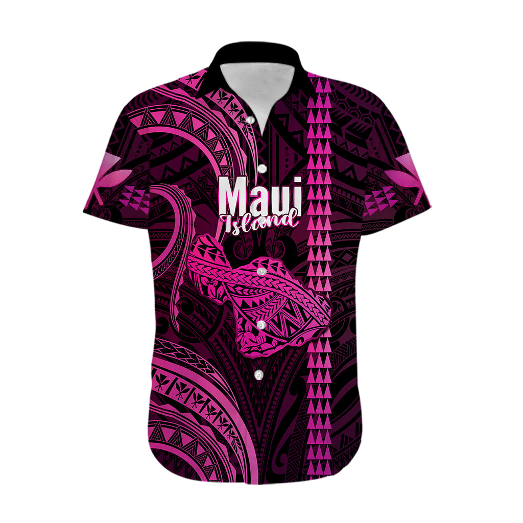 Personalised Hawaiian Islands Hawaiian Shirt Maui Map Pink Kanaka With Kakau - Wonder Print Shop